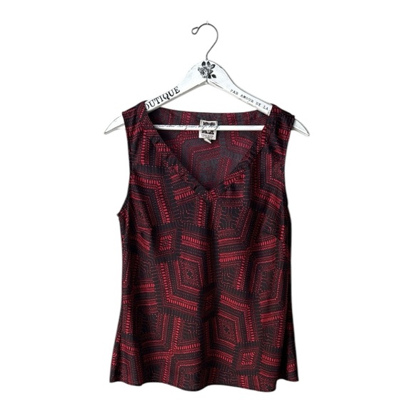 Anne Klein Suit Separates Sleeveless Blouse – Ruby Onyx Geometric Print – Size M - Picture 1 of 3